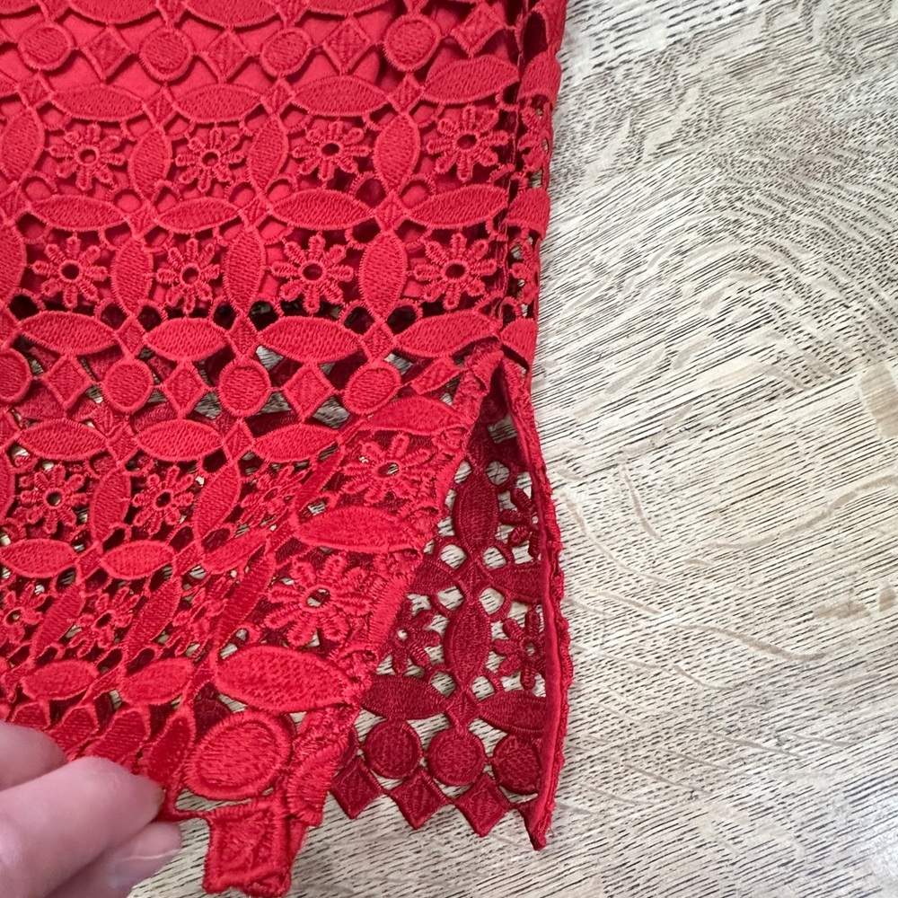 Lili’s Closet Crochet Red Lace Midi Skirt Small - Picture 9 of 15